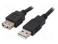 Cable; USB 2.0; USB A socket,USB A plug; 3m; black; Core: CCA BQ CABLE CAB-USB2AAF/3-BK