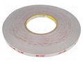 Tape: fixing; W: 9mm; L: 33m; Thk: 0.6mm; acrylic; grey 3M 3M-4936-9-33