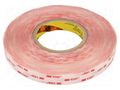 Tape: fixing; W: 19mm; L: 33m; Thk: 0.5mm; acrylic; transparent 3M 3M-4905-19-33