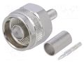 Connector: N; plug; male; straight; 50Ω; crimped; for cable; PTFE TELEGÄRTNER J01020A0119