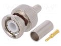 Connector: BNC; plug; male; straight; 50Ω; crimped; for cable; PTFE TELEGÄRTNER J01000A1255Y
