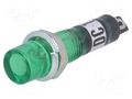 Indicator: with neon lamp; recessed; green; 12VAC; Cutout: Ø7.5mm NINIGI NI-2FGR-12V