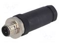 Connector: M12; plug; PIN: 3; male; 250V; straight; IP67; for cable TE Connectivity T4111002031-000