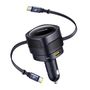 Baseus Enjoyment Max car charger with USB-C+USB-C cables and USB-A+USB-C ports 90W Black, Baseus C00035507121-03