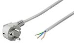 Angled Protective Contact Cable for Assembly, 2 m, Grey, (3*0.75 mm²), 2 m - safety plug hybrid (type E/F, CEE 7/7) 90° > Loose cable ends 50082