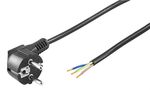 Angled Protective Contact Cable for Assembly, 2 m, Black, (3*0.75 mm²), 2 m - safety plug hybrid (type E/F, CEE 7/7) 90° > Loose cable ends 50083