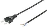 Cable with Euro Plug for Assembly, 1.5 m, Black, (2*0.75 mm²), black - Europlug (Type C CEE 7/16) > Loose cable ends 50085