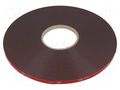 Tape: fixing; W: 9mm; L: 33m; Thk: 1.1mm; acrylic; dark grey; UL-746C 3M 3M-4611-9-33