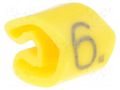 Markers; Marking: 6; 3÷5mm; PVC; yellow; -30÷80°C; leaded; UL94V-0 WEIDMÜLLER WM-CLI1-3GE/SW-6MP