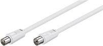 Antenna Cable (80 dB), Double Shielded, 10 m, white - coaxial plug > coaxial socket (fully shielded) 50716