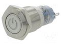 Switch: vandal resistant; Pos: 2; SPDT; 0.5A/220VAC; 1A/24VDC; IP40 ONPOW V16-21DT-12B-S