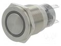 Switch: vandal resistant; Pos: 2; SPDT; 0.5A/220VAC; 1A/24VDC; IP67 ONPOW V19-21PFE-24R-S