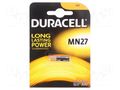 Battery: alkaline; 27A,8LR50,A27,MN27; 12V; non-rechargeable DURACELL BAT-27A/DR