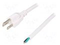 Cable; 3x16AWG; NEMA 5-15 (B) plug,wires; PVC; 5m; white; 13A; 125V LIAN DUNG S21-3/16/5WH
