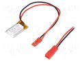 Re-battery: Li-Po; 3.7V; 85mAh; cables,JST SYR-02T socket CELLEVIA BATTERIES ACCU-LP301525/CL