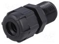 Cable gland; with long thread; PG9; IP68; polyamide; black BM GROUP BM4009LN