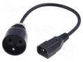 Cable; 3x1mm2; CEE 7/5 (E) socket,IEC C14 male; PVC; 0.3m; black JONEX WN217-3/07/0.3BK-1