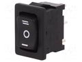 ROCKER; SP3T; Pos: 3; ON-OFF-ON; 6A/250VAC; black; IP40; none; 1800 Marquardt 1808.1103