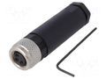 Connector: M8; female; PIN: 3; for cable; plug; 3A; IP67; 60V BULGIN PXPPAM08FBF03AST