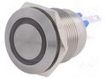 Switch: vandal resistant; Pos: 2; SPST-NO; 0.05A/24VDC; IP66; blue BULGIN MPI002/28/BL