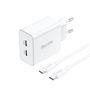GaN Foneng EU50 charger, 35W 2x USB-C to Type-C to Lightning (white), Foneng GAN35 C - Light