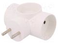 Connector: AC supply; splitter; 2P; 250VAC; 16A; Type: round; white PAWBOL PD.3804