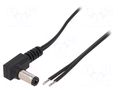 Cable; 2x0.5mm2; wires,DC 5,5/2,1 plug; angled; black; 0.23m ESPE DC.CAB.2201.0025E