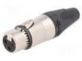 Connector: XLR; plug; female; XX-EMC; 5A; PIN: 3; straight; EMC/EMI NEUTRIK NTR-NC3FXX-EMC