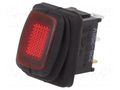 ROCKER; SPST; Pos: 2; ON-OFF; 10A/250VAC; red; IP65; neon lamp; 250V SCI R13-66B8-02-BBR