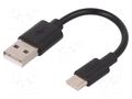 Cable; USB 2.0; USB A plug,USB C plug; 0.1m; black; Core: Cu; PVC GOOBAY USB-USBC-0.1-BK