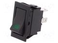 ROCKER; SPST; Pos: 2; ON-OFF; 20A/12VDC; black; LED,point; 12VDC SCI R13-220BA-01-BBG