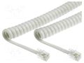 Cable: telephone; coiled,interlaced; RJ9 plug,both sides; ivory BQ CABLE TEL-4C-01T-IV