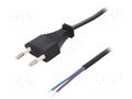 Cable; CEE 7/16 (C) plug,wires; 1.5m; black; 2.5A; 250V LOGILINK CP137