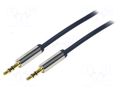 Cable; Jack 3.5mm 3pin plug,both sides; 300mm; dark blue; PVC LOGILINK CA10030