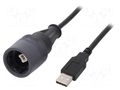 Cable; USB 2.0; USB A plug,USB B plug; 5m; IP66,IP68,IP69K; 1A BULGIN PXP6040/B/5M00