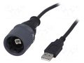 Cable; USB 2.0; USB A plug,USB B plug; 2m; IP66,IP68,IP69K; 1A BULGIN PXP6040/B/2M00