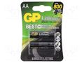 Battery: lithium; AA; 1.5V; non-rechargeable; 2pcs. GP BAT-FR6-GP/BL2