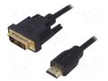 Cable; DVI-D (18+1) plug,HDMI plug; 3m; black; HDMI 1.4 LOGILINK CH0013