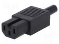 Connector: AC supply; plug; female; 10A; 250VAC; C15; IEC 60320 NINIGI PC-005