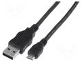 Cable; USB 2.0; USB A plug,USB B micro plug; nickel plated; 1m DIGITUS AK-300110-010-S