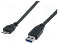 Cable; USB 3.0; USB A plug,USB B micro plug; nickel plated; 1.8m DIGITUS AK-300116-018-S