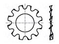 Washer; externally serrated; M2; D=4.5mm; h=0.3mm; spring steel BOSSARD B2/BN789