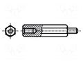 Screwed spacer sleeve; 12mm; Int.thread: M3; Ext.thread: M3; brass KEYSTONE KEYS24314