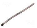 Rope; acid resistant steel A4; Ørope: 5mm; L: 50m; 443kg KRAFTBERG L7X19-F5-A4/50M