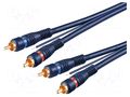 Cable; RCA plug x2,control,both sides; 5m; Plating: gold-plated GOOBAY C-2RCA2RCA-R-BL050
