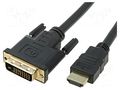 Cable; DVI-D (24+1) plug,HDMI plug; PVC; 1.8m; black VCOM CG481G-018-PB