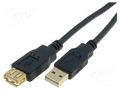 Cable; USB 2.0; USB A socket,USB A plug; gold-plated; 5m; black VCOM CU202G-B-050-PB