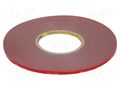 Tape: fixing; W: 6mm; L: 33m; Thk: 0.6mm; acrylic; grey; max.230°C 3M 3M-60-6-33
