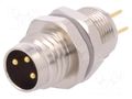 Connector: M8; male; PIN: 3; 60V; IP67; unshielded; socket; 2.5÷3.5mm TE Connectivity T4042014031-000