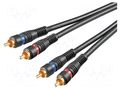 Cable; RCA plug x2,both sides; 5m; Plating: gold-plated; black GOOBAY C-2RCA2RCA-BK050